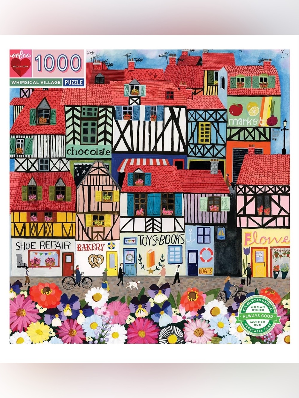 Eeboo 1000 Piece Jigsaw Puzzle ~Bundle 3/$20~ Whimsical Village